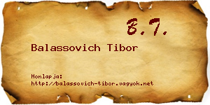 Balassovich Tibor névjegykártya